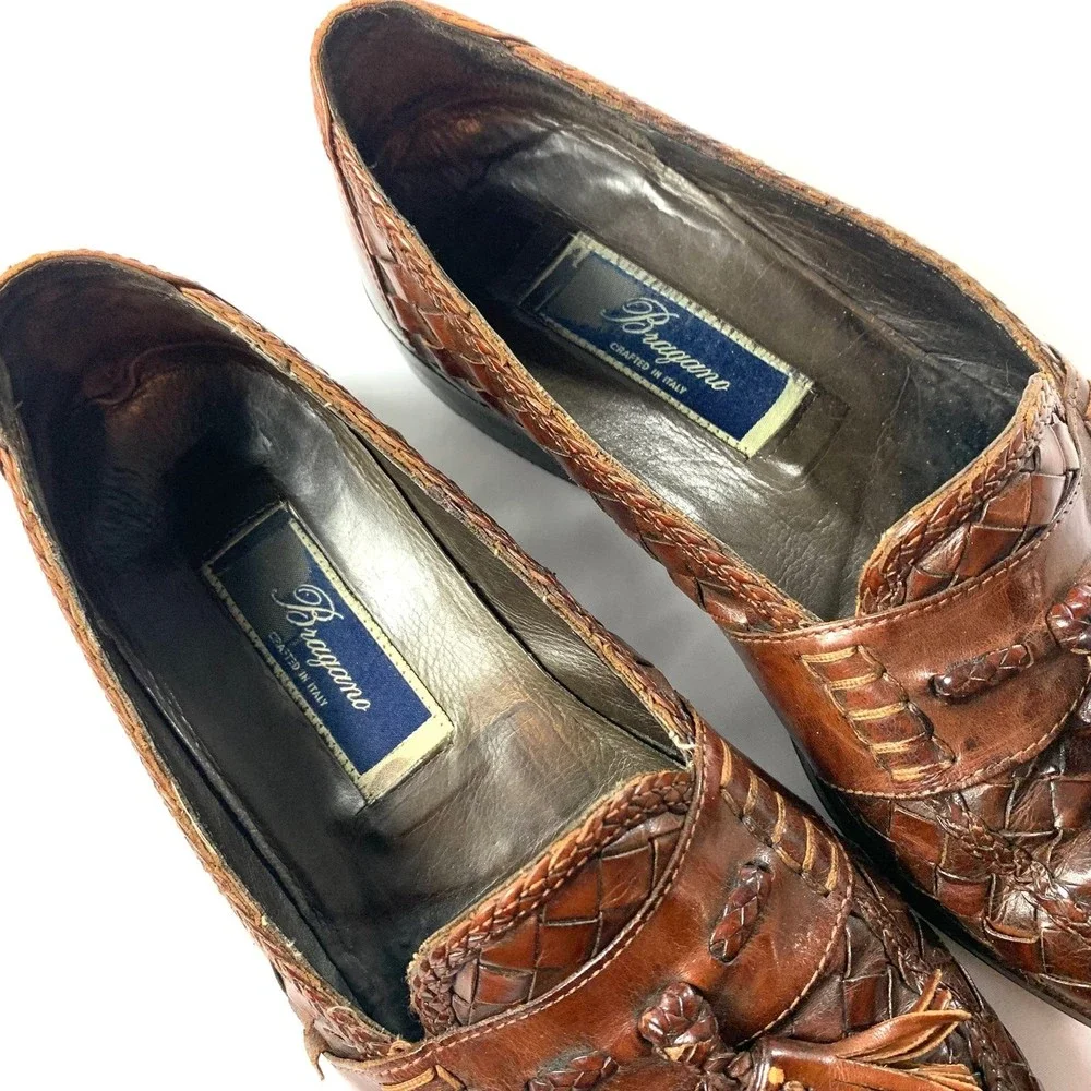 Bragano‎ Woven Leather tassel Loafer Shoes